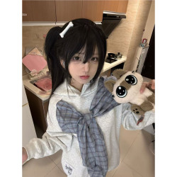 重工蝴蝶結灰色連帽衛衣女春秋薄款2025新款寬鬆韓版慵懶風外套潮