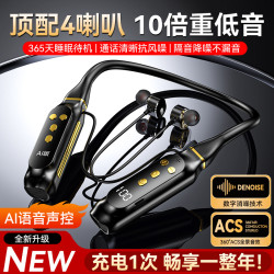 超長續航掛脖式藍牙耳機行動電源二合一可插卡四喇叭高音質語音聲控