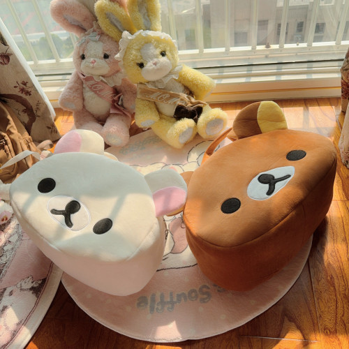 邱邱自製日系可愛雙色大容量毛絨手提斜背旅行包日常百搭