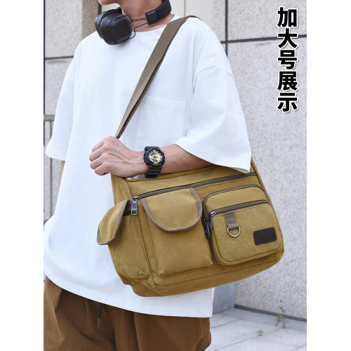 加大帆布包男包耐磨工地工具包大號勞保包單肩斜後後背包大容量旅行包