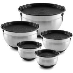 Stains Steel Non Slip Mixing Bowls with Lids 5