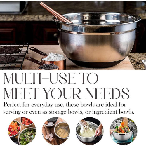 Stains Steel Non Slip Mixing Bowls with Lids 5