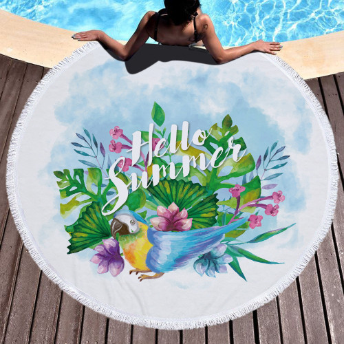 圓形印花沙灘巾超細纖維披肩沙灘巾 ins系列 