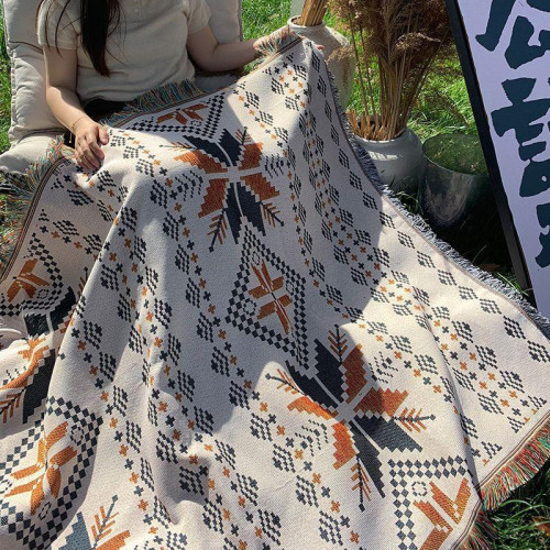 美式戶外露營毯野餐墊波西米亞風遊午睡蓋毯野營桌布地墊