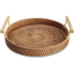 Rattan Woven Round Basket Round Rattan Woven Serving Tray
