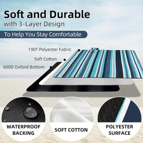Picnic Blankets Beach Blanket 80''x80'' Thick 3 Layers