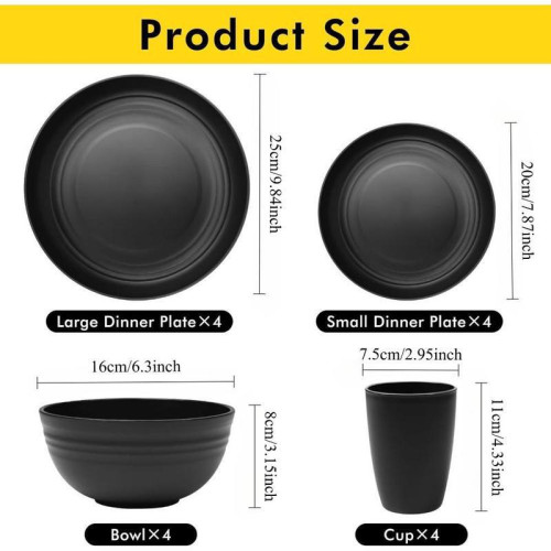 Wheat Straw Dinnerware Set 16pcs set Unbreakable Plates &