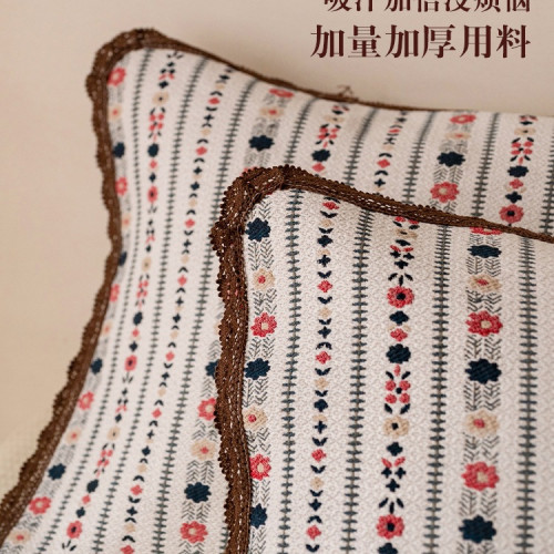 棉涼蓆森系花鏈涼感枕巾夏涼棉紗加厚吸汗透氣老粗布枕頭巾防頭油