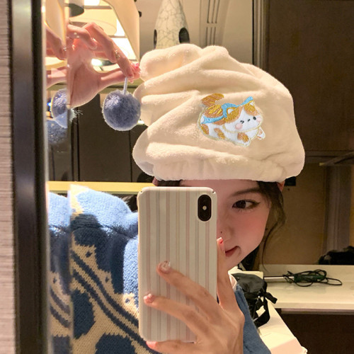 可愛乾髮帽女加厚超強吸水加大號長髮速乾浴巾毛巾二件套