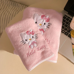 Hello Kitty浴巾洗臉毛巾成年人嬰兒乾髮帽家用洗澡浴帽吸水速乾