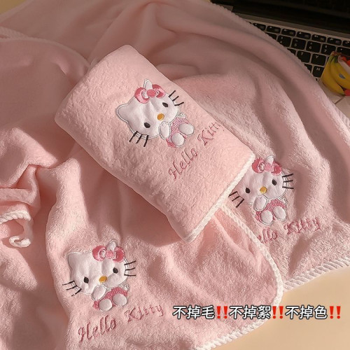 Hello Kitty浴巾洗臉毛巾成年人嬰兒乾髮帽家用洗澡浴帽吸水速乾 Hello Kitty浴巾洗臉毛巾成年人嬰兒乾髮帽家用洗澡浴帽吸水速乾