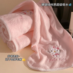 可愛HelloKitty浴巾女毛巾兩件套吸水速乾加厚加大卡通洗澡裹巾