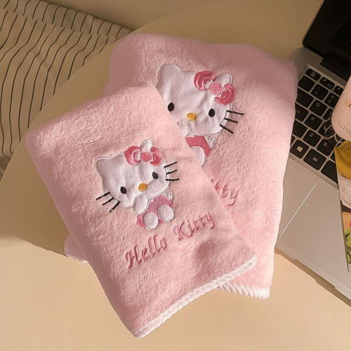 可愛HelloKitty浴巾女毛巾兩件套吸水速乾加厚加大卡通洗澡裹巾