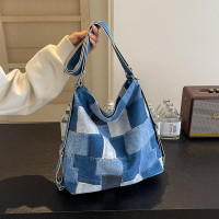 斜後後背包女原宿風百搭撞色托特包休閒復古文藝輕便雙肩包學生旅行包