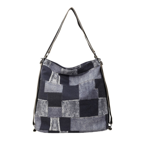 斜後後背包女原宿風百搭撞色托特包休閒復古文藝輕便雙肩包學生旅行包