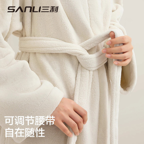 三利毛巾情侶浴袍成人熊貓刺綉浴衣學生情侶浴衣家居服珊瑚絨睡袍