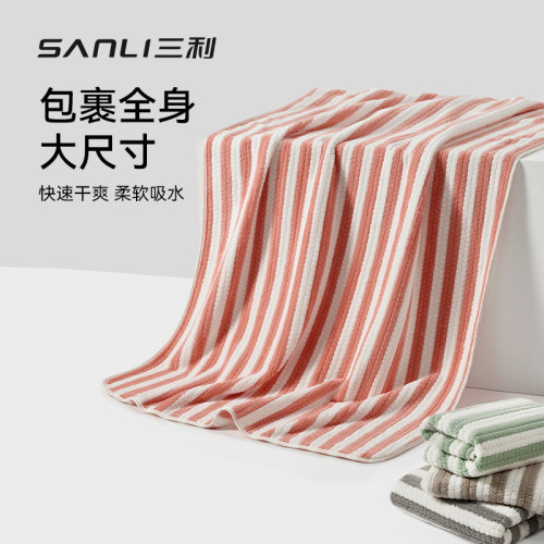 三利毛巾珊瑚絨浴巾條紋玉米粒裹澡巾彩條菠蘿格大浴巾成人沙灘巾