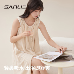 三利毛巾新款可穿浴巾浴袍可穿式浴裙澡堂女可裹澡巾珊瑚絨大浴巾