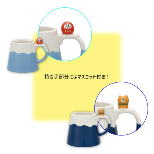 富士山杯日本DECOLE日式陶瓷馬克杯達摩柴犬牛奶咖啡水杯300ml