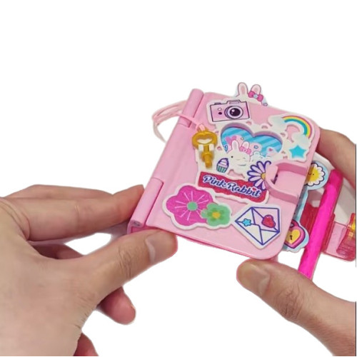 一言粉紅兔秘密記事本迷你化妝台蛋糕仿真女孩扮家家酒小玩