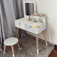 木製兒童梳妝台化妝台ins風仿真扮家家酒首飾盒化妝品女孩公主玩具