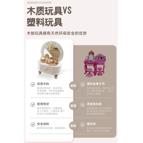 兒童生日禮物扮家家酒玩具女孩木質仿真梳妝台公主化妝桌套裝