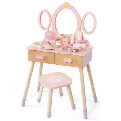兒童仿真梳妝台玩具女孩化妝台扮家家酒女孩公主套裝公主風美妝