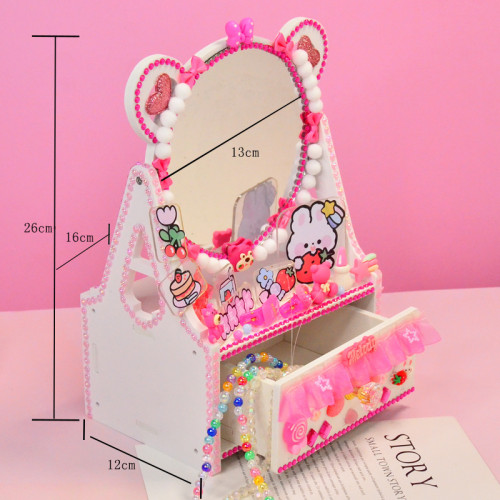 diy咕哢手工梳妝台 兔兔熊兒童女孩玩具禮物藝品擺件化妝鏡材料包