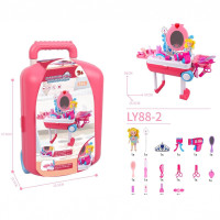 冰雪奇緣愛莎行李拉桿箱小女孩梳妝台化妝品盒套裝兒童扮家家酒玩具