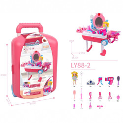 冰雪奇緣愛莎行李拉桿箱小女孩梳妝台化妝品盒套裝兒童扮家家酒玩具