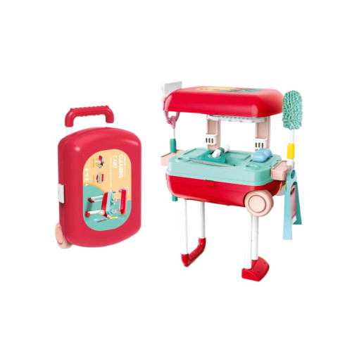 冰雪奇緣愛莎行李拉桿箱小女孩梳妝台化妝品盒套裝兒童扮家家酒玩具