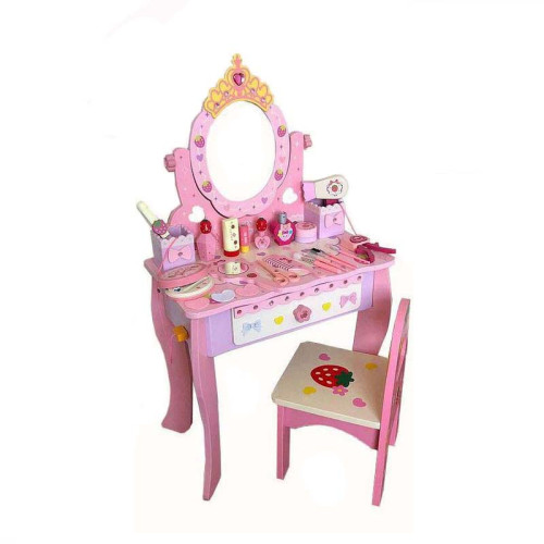 兒童禮物仿真公主大號梳妝台女孩化妝台桌理髮扮家家酒木製小孩玩具
