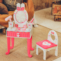 女孩生日禮物仿真扮家家酒兒童化妝台小白兔梳妝台玩具寶寶套裝