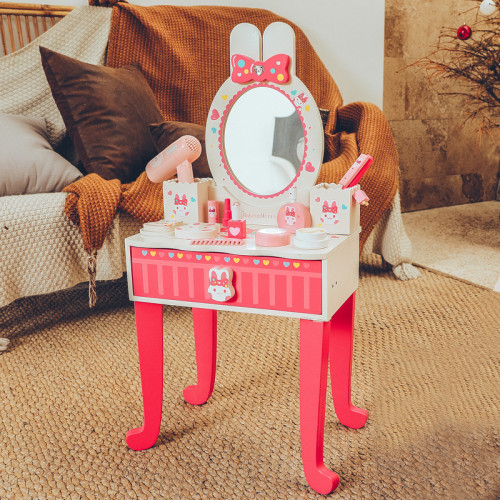 女孩生日禮物仿真扮家家酒兒童化妝台小白兔梳妝台玩具寶寶套裝