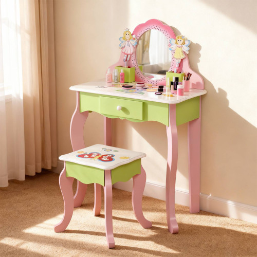 兒童木質仿真梳妝台公主生日禮物化妝桌扮家家酒木製玩具套裝