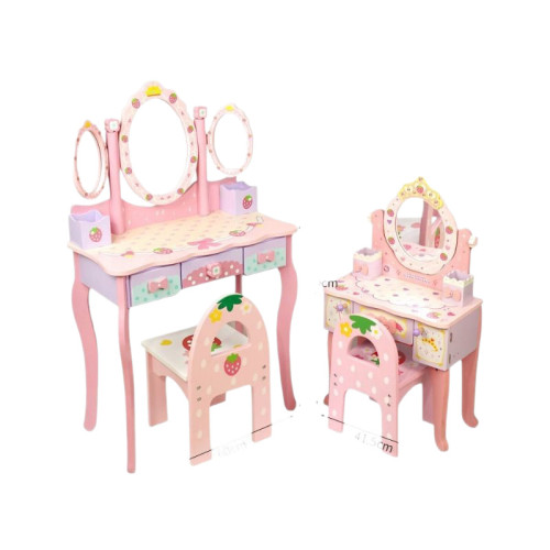 兒童木製仿真梳妝台玩具 女孩生日扮家家酒禮物 大號化妝台角色扮演