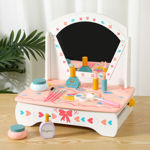兒童木質仿真化妝品飾品桌面梳妝台扮家家酒女孩化妝台生日禮物玩具 兒童木質仿真化妝品飾品桌面梳妝台扮家家酒女孩化妝台生日禮物玩具