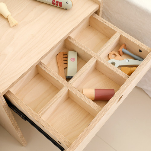 兒童梳妝台化妝桌椅樺木海洋板兒童房女孩公主扮家家酒床頭櫃化妝台