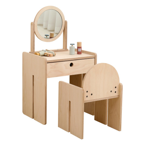 兒童梳妝台化妝桌椅樺木海洋板兒童房女孩公主扮家家酒床頭櫃化妝台