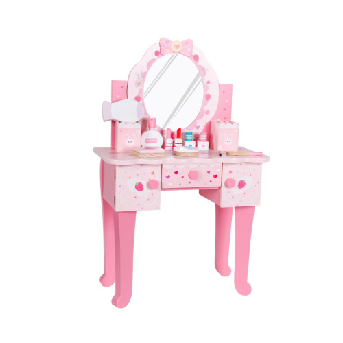 木製仿真化妝公主梳妝台女孩扮家家酒兒童木質彩妝玩具飾品梳妝套裝