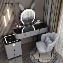 新款梳妝台輕奢北歐臥室化妝台現代簡約多功能智能鬥櫃一體化妝桌