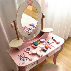 歐式兒童寶寶梳妝台椅子美容套裝小女孩娃娃扮家家酒仿真化妝台玩具