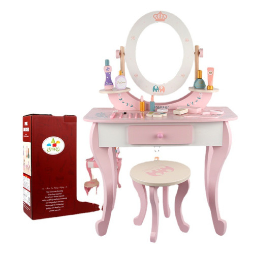 女孩扮家家酒玩具公主梳妝台 兒童仿真女童寶寶化妝台打扮木質套裝