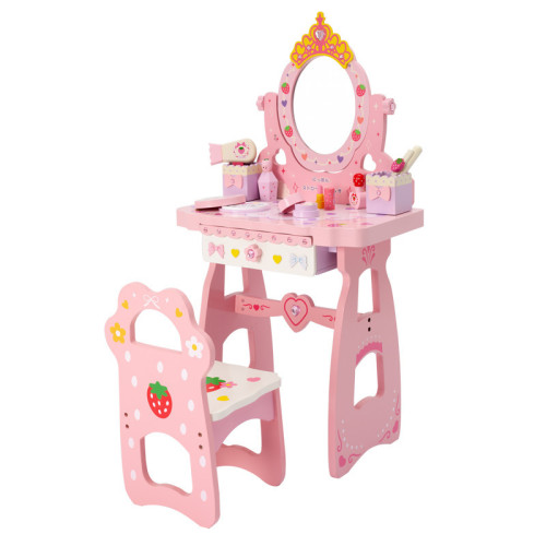 兒童梳妝台仿真木質公主化妝台扮家家酒玩具套裝3-6嵗女孩生日禮物