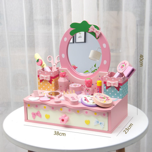 兒童仿真梳妝台化妝台公主化妝桌木製扮家家酒益智玩具女孩生日禮物
