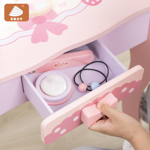 兒童扮家家酒木製仿真化妝梳妝台女孩角色扮演玩具套裝女孩禮物套裝