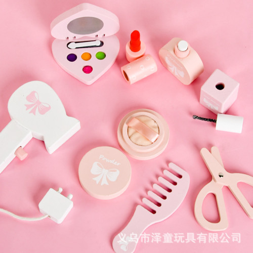 兒童木製玩具仿真粉白梳妝台化妝扮家家酒角色扮演玩具女孩套裝禮物 兒童木製玩具仿真粉白梳妝台化妝扮家家酒角色扮演玩具女孩套裝禮物