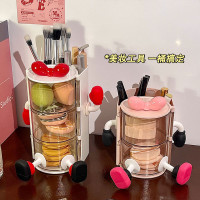 粉撲收納盒可旋轉防塵美妝蛋氣墊架桌面梳妝台多層化妝刷置物架