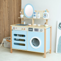 寶寶扮家家酒洗漱台木製仿真牙刷化妝包理髮套裝桌面木製梳妝台玩具