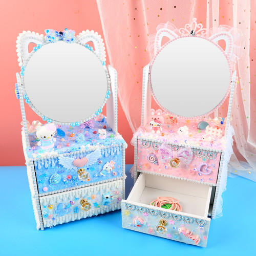 手創玩藝 貓貓化妝台兒童手工DIY製作化妝鏡女孩抽屜收納櫃材料包